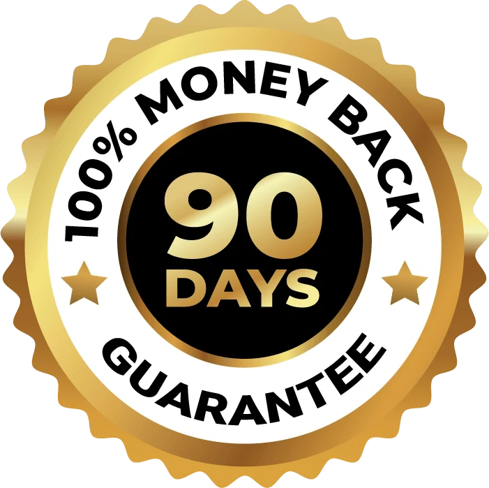 100% money back 90 days guarantee badge